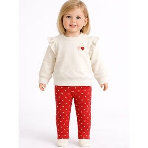 Cat & Jack Toddler Girl 2T Valentine Heart Outfit – 2-Piece Set ❤️